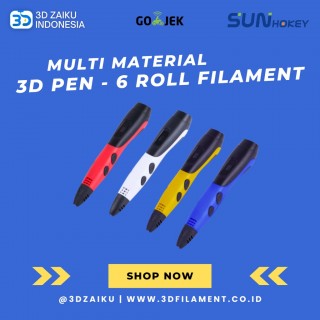 Sunhokey 3D Pen Versi Terbaru Kualitas Terbaik Free 6 Roll Filament - Kuning